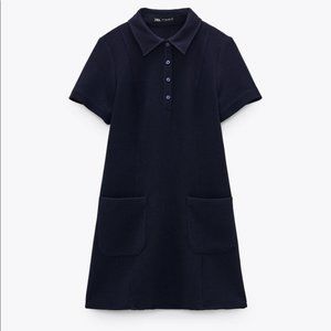 Zara Navy Blue Mini Polo Dress Large